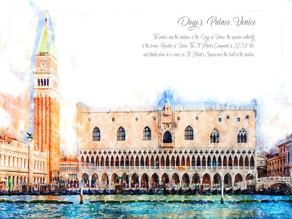 Dogenpalast, Venedig, Aquarell