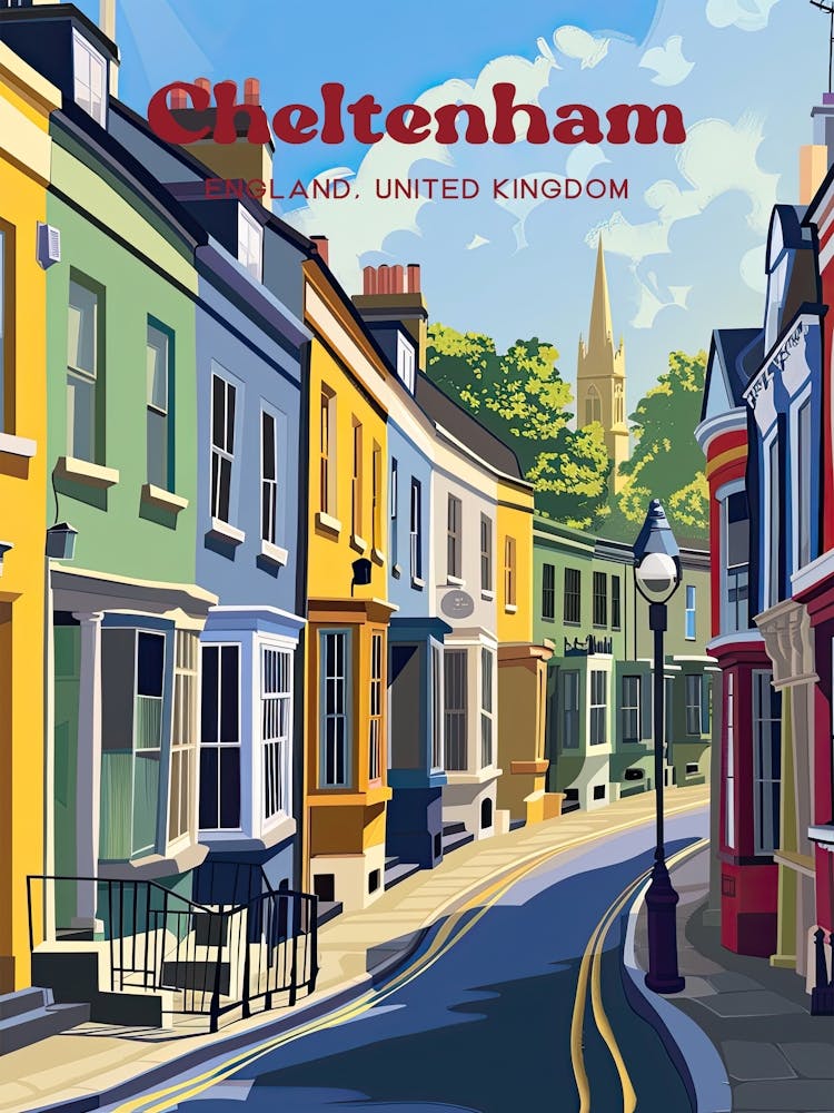 Cheltenham England Town Digital Travel Art