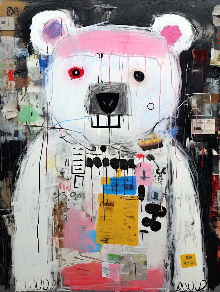 White polar Bear Basquiat style