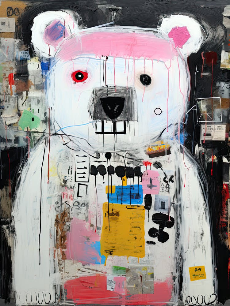 White polar Bear Basquiat style