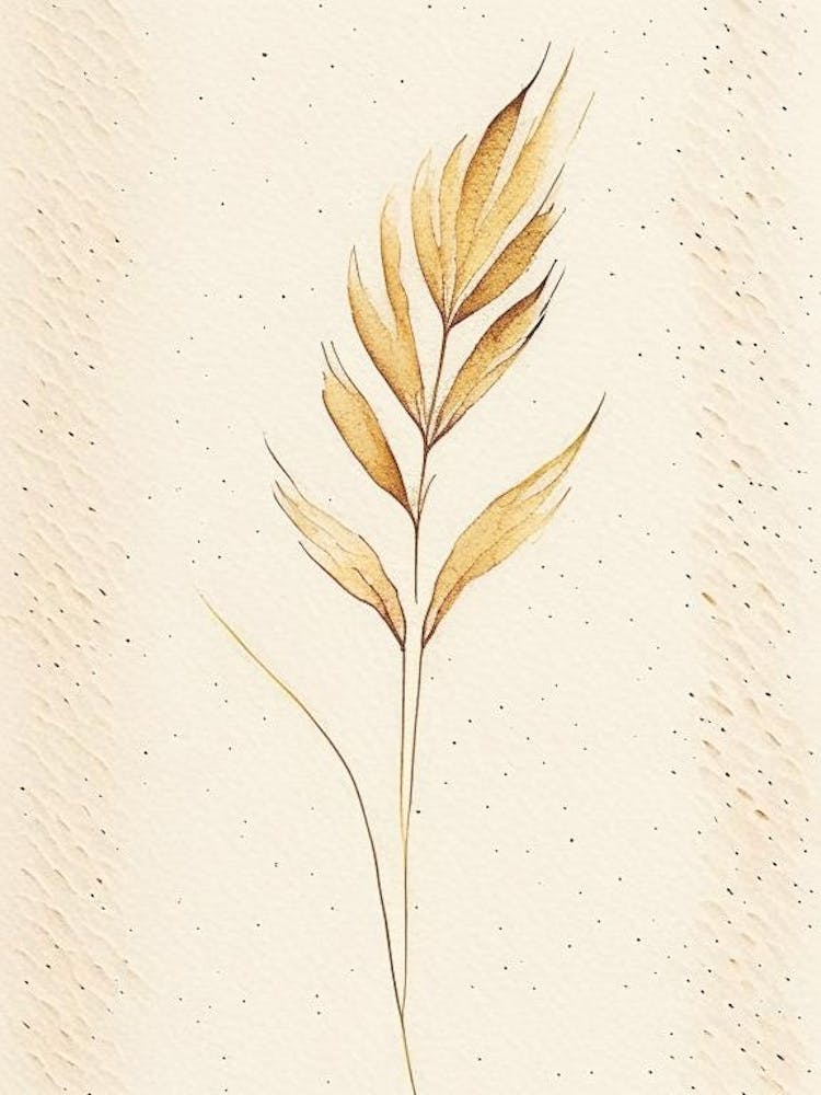 Wheat Leaf Minimalist Watercolour 3
