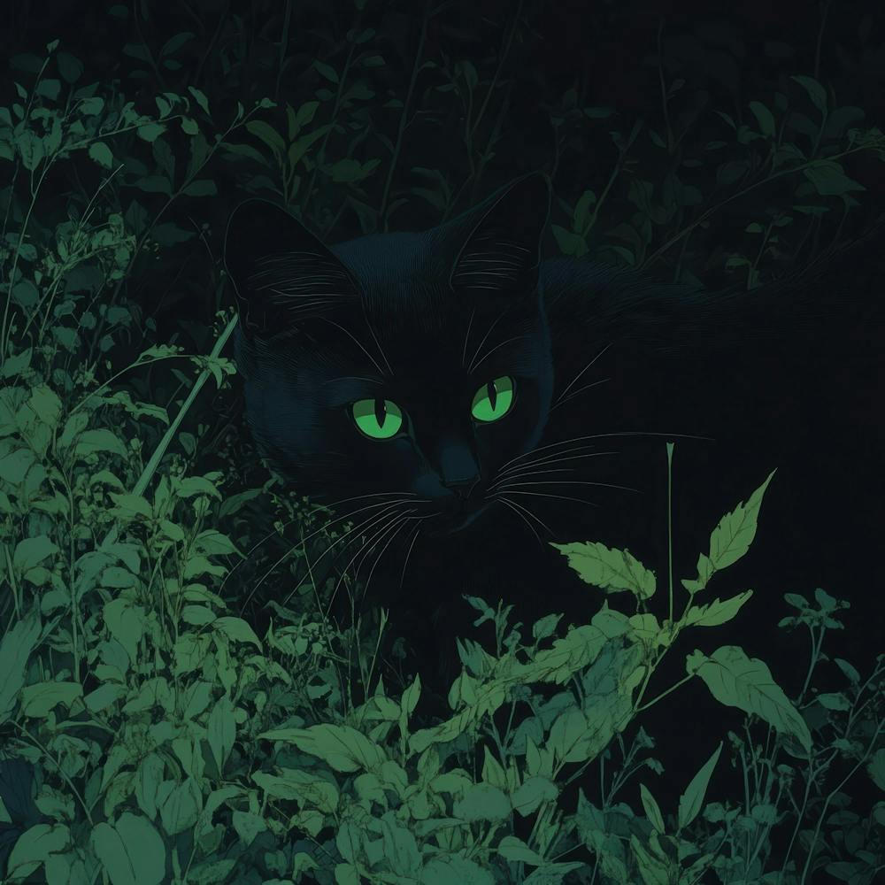 Black Cat With Green Eyes 1