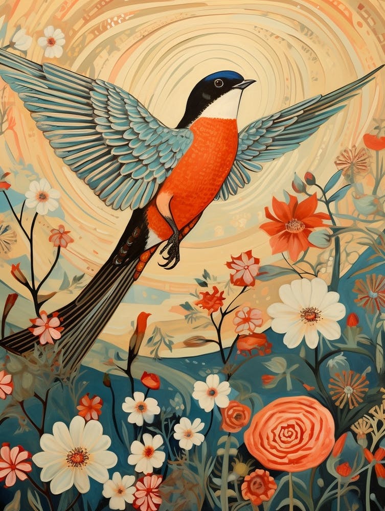 Barn Swallow 3 Detailed Bird Painting