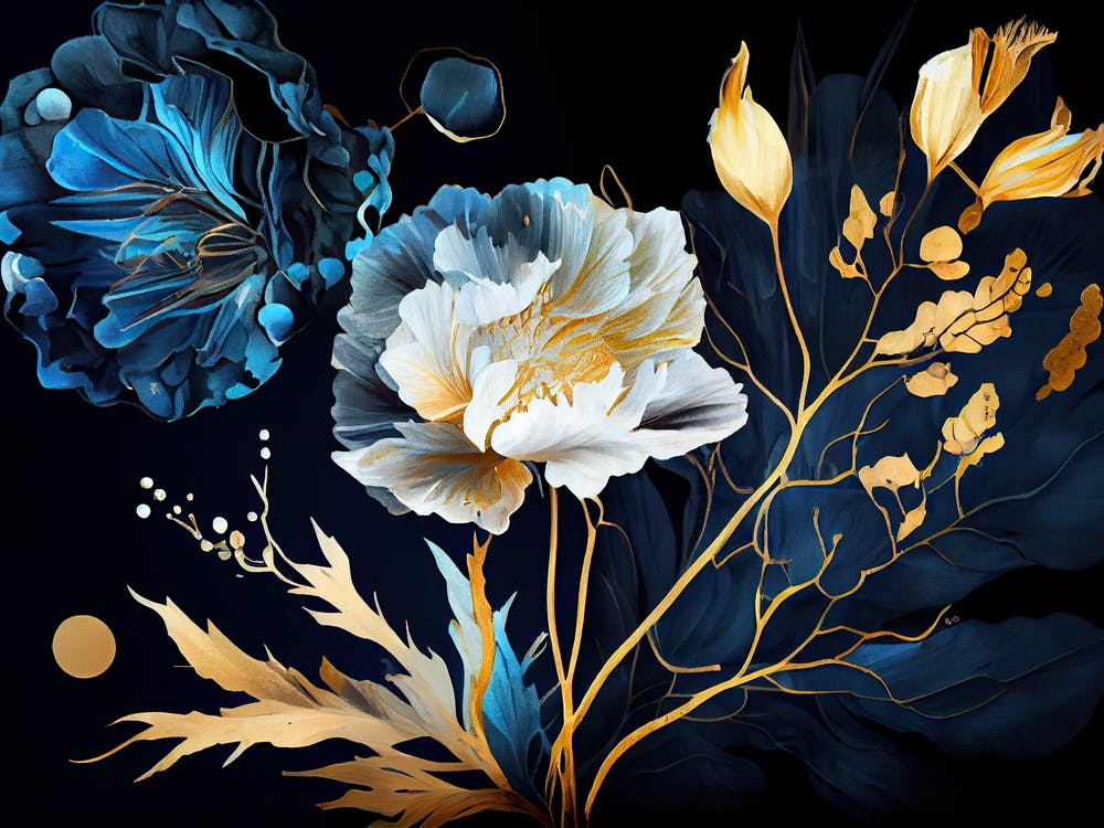 Blue And Gold Flowers 2
