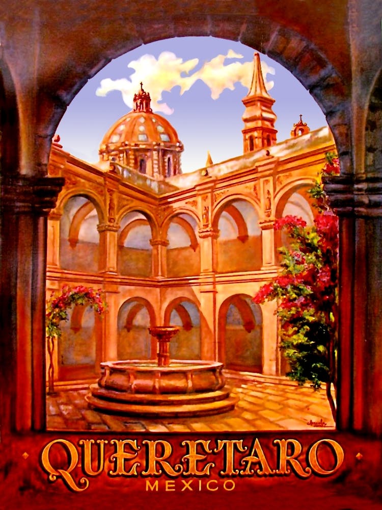 Queretaro, City, Mexico, Travel Poster