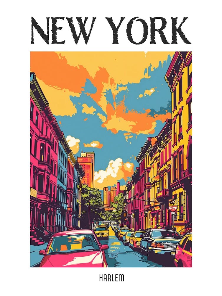 Harlem New York Colourful Silkscreen Illustration 3 Poster