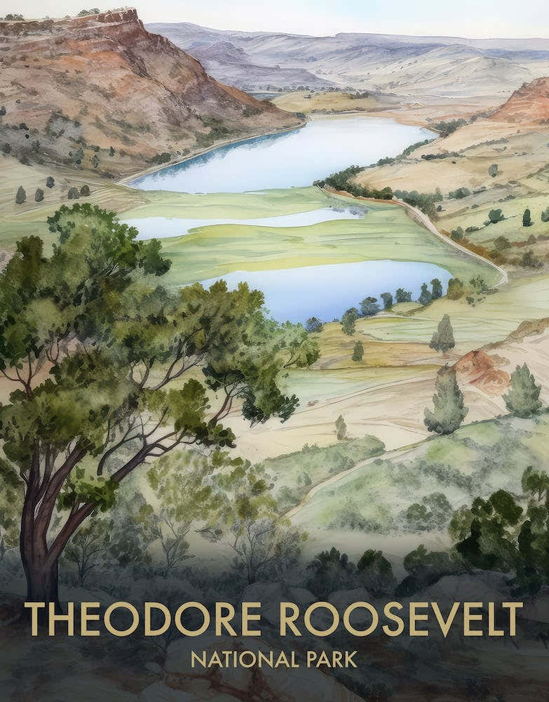 Theodore Roosevelt National Park Watercolour Vintage Travel Poster 4