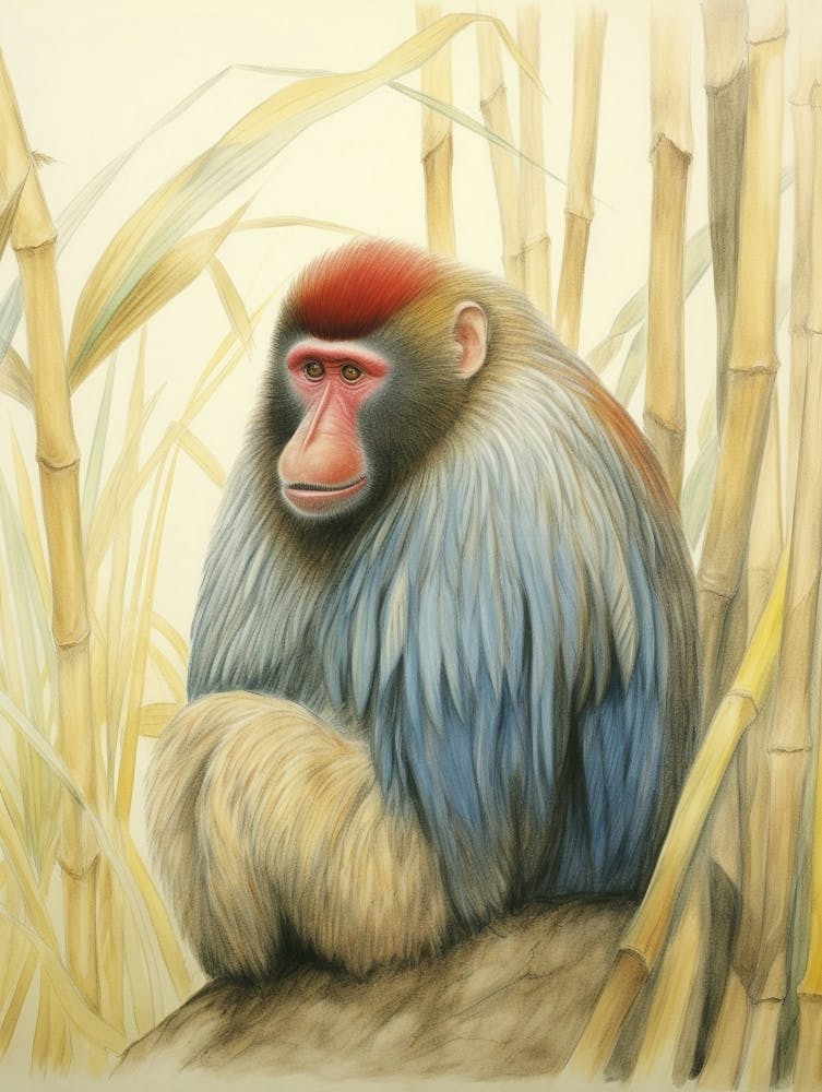 Storybook Animal Watercolour Mandrill