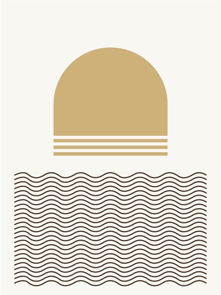 Boho Sun Waves Flat Abstract Design Scandi Decor B