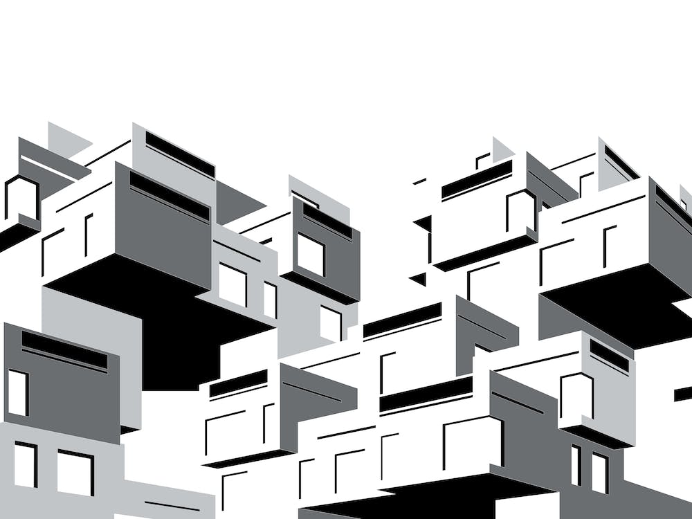 Habitat 67, Canada, Black and White