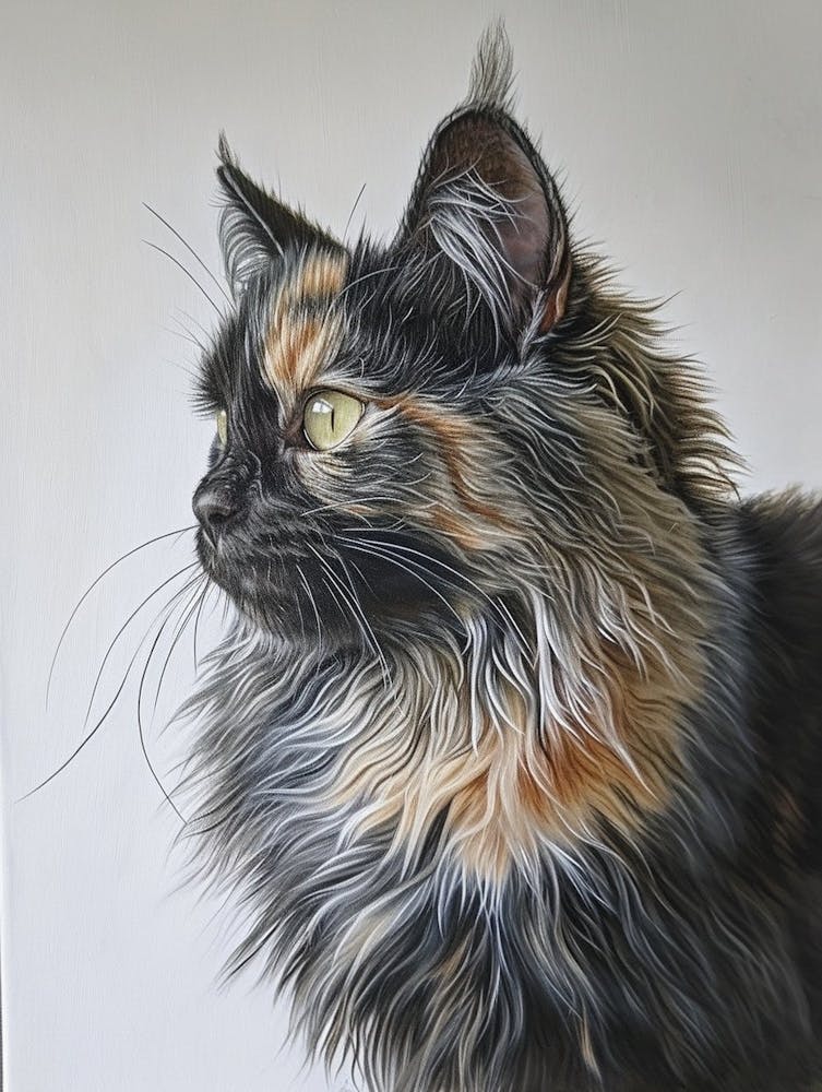 Turkish Angora Cat Painting 2
