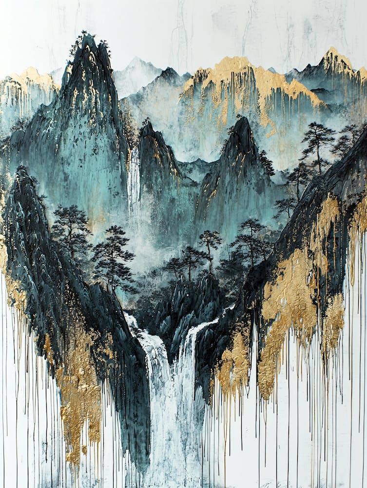 Andes' Golden Peaks - Gilded Naturalism