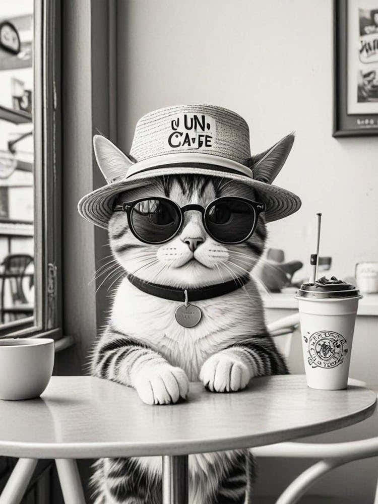 Cat Cafe Por Favor Funny Illustration Kids Kitchen Gift (4)