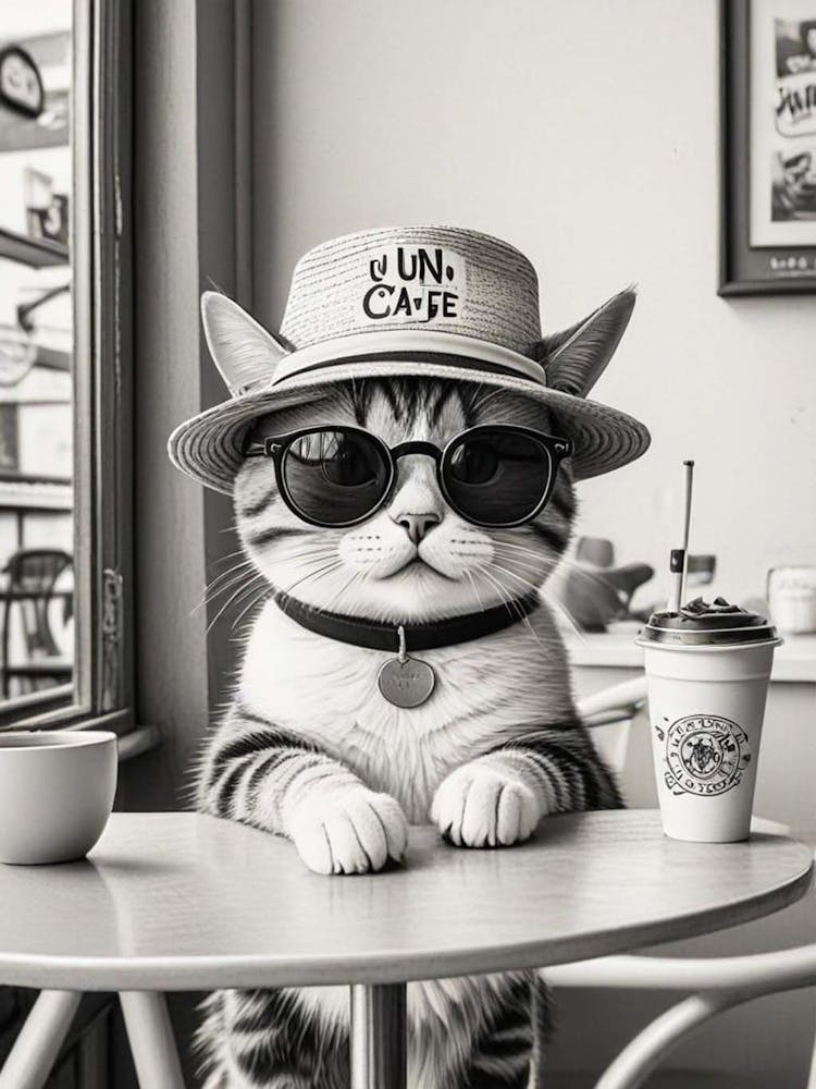 Cat Cafe Por Favor Funny Illustration Kids Kitchen Gift (4)