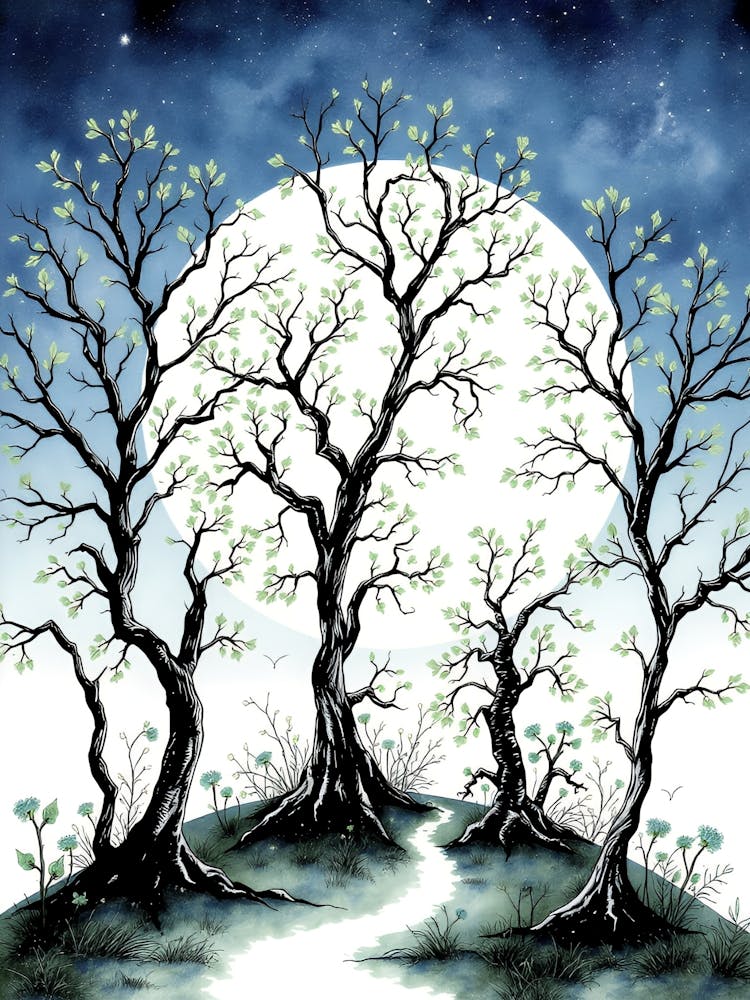 Moonlit Trees