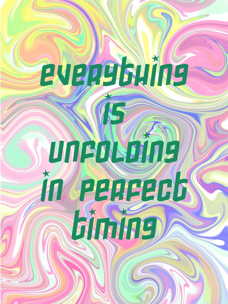 Multicolor Swirly Manifestation Quote Fluid Art Poster