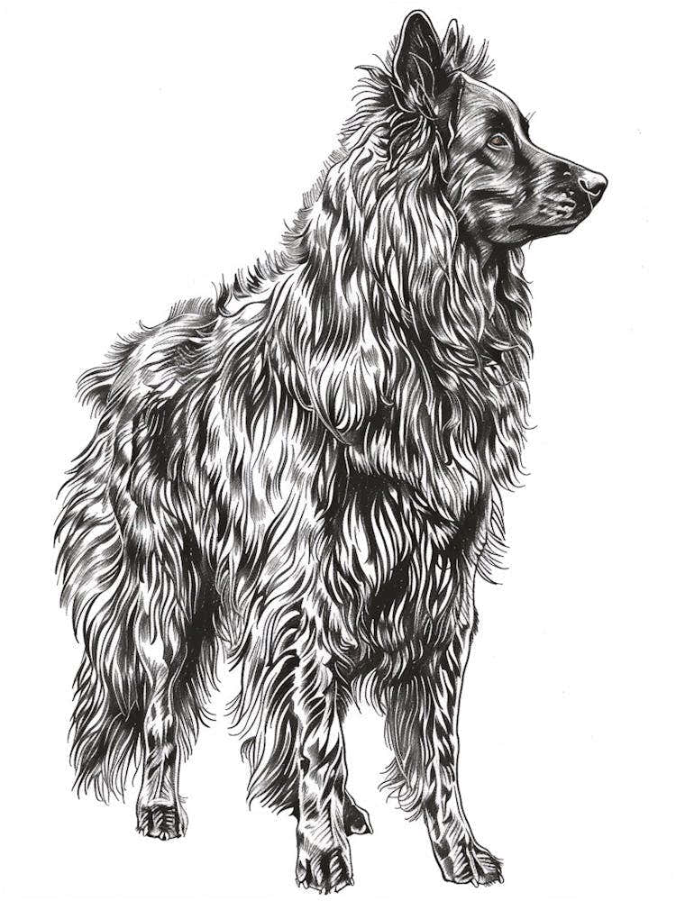 Belgian Tervuren Dog Line Sketch 2