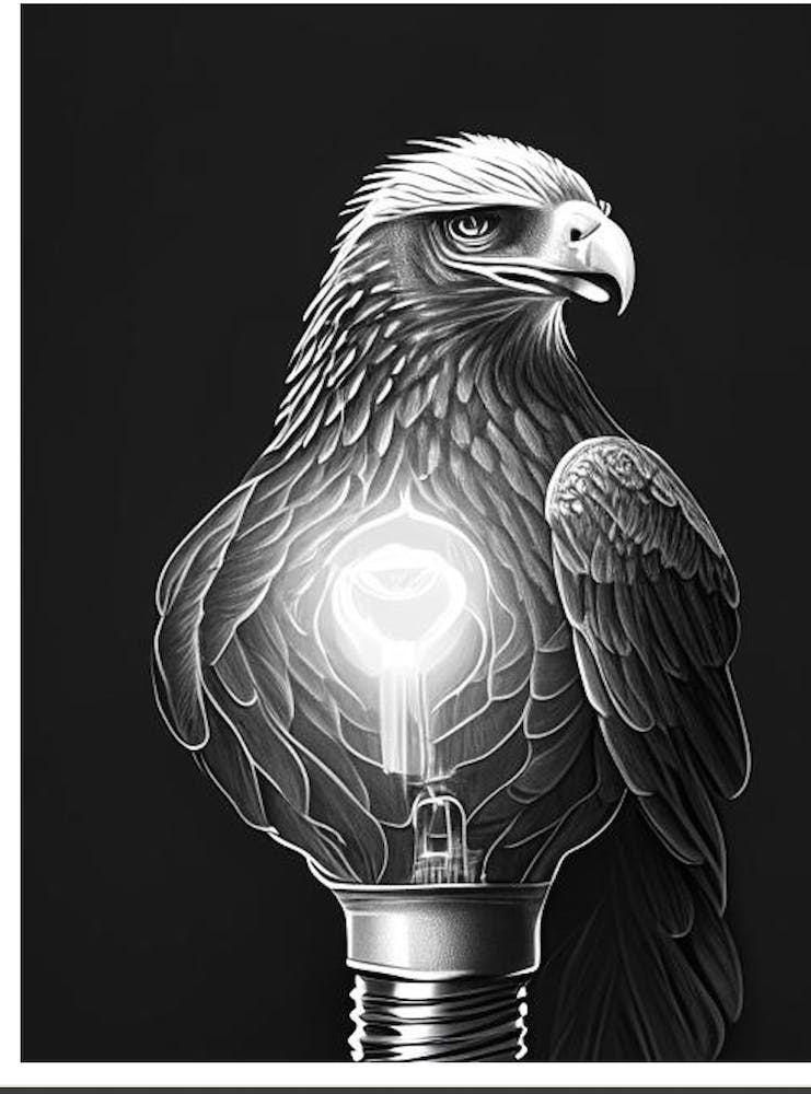 An Eagle producing its light, a source for illuminating its world.
