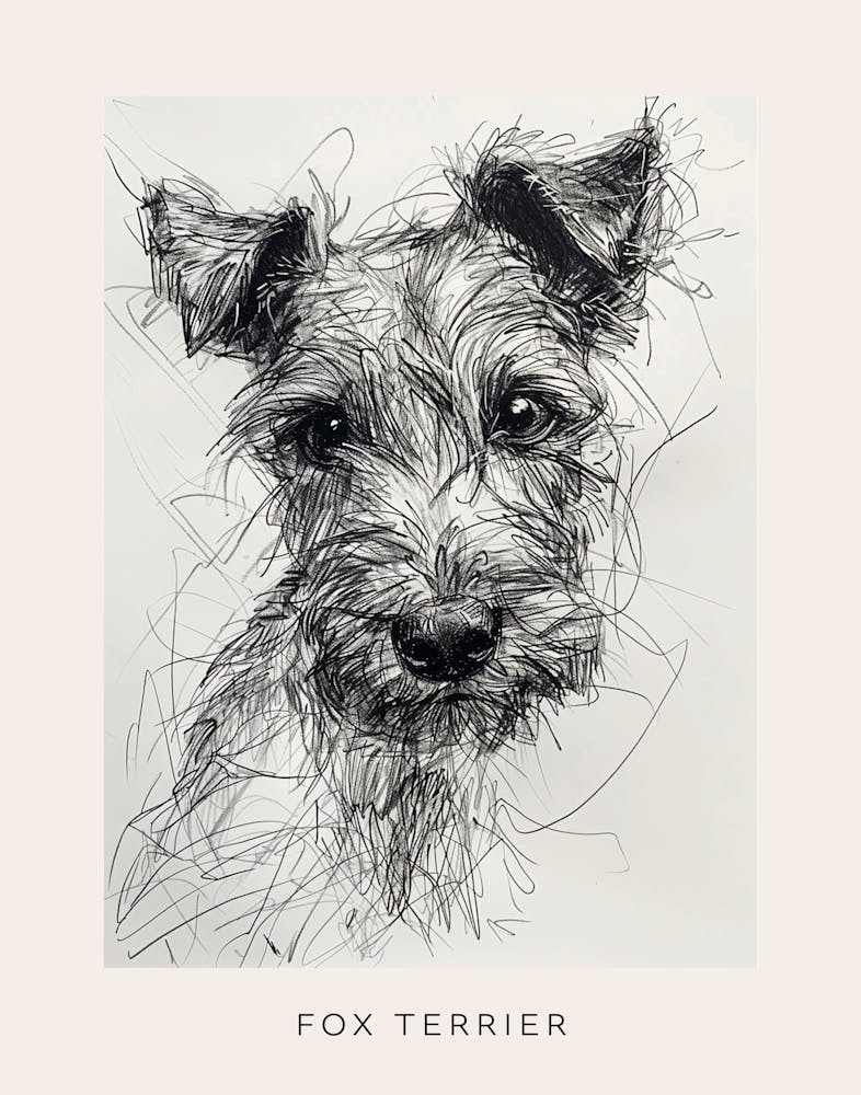 Fox Terrier Dog Line Sketch 2 Poster