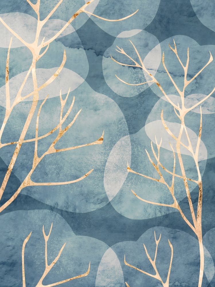Leaves Cyanotype Vertical