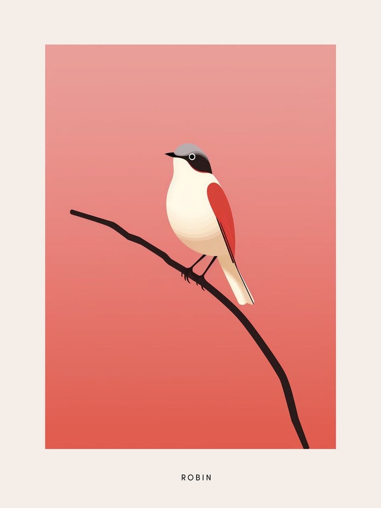 Minimalist Robin 3 Bird Poster