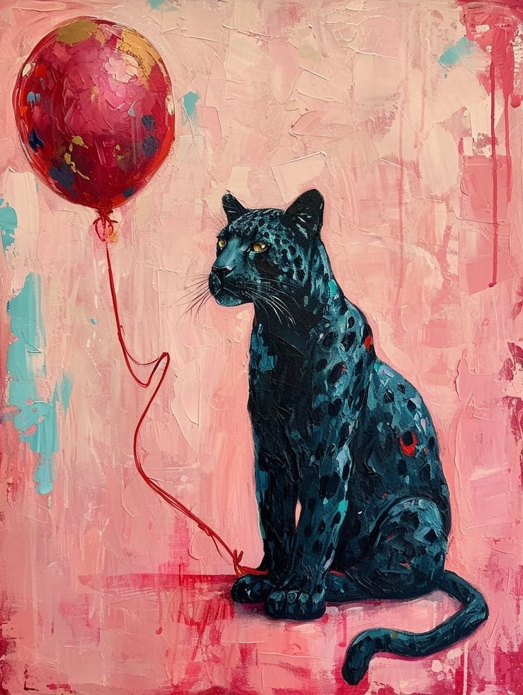 Cute Panther 3 With Balloon