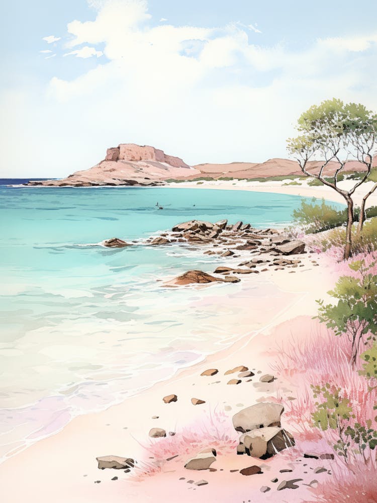 A Sketch Of Elafonisi Beach, Crete Greece 3
