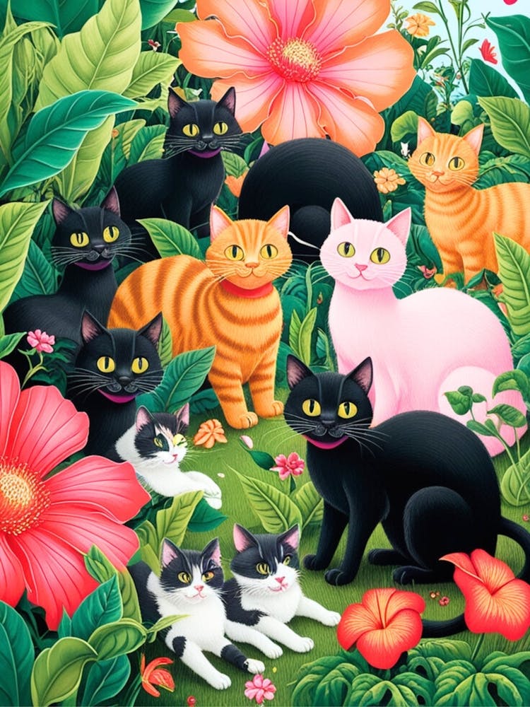 Cats In The Garden 4