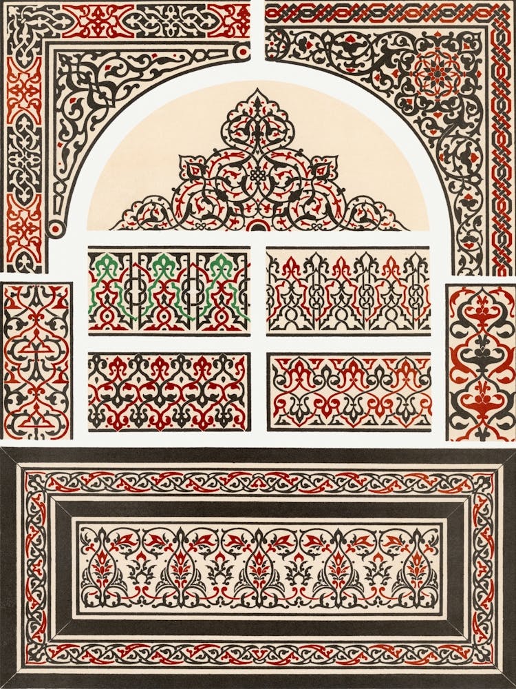 Emile Prisses D’Avennes Pattern, Plate No, 85, La Decoration Arabe,Digitally Enhanced Lithograph From Own Original