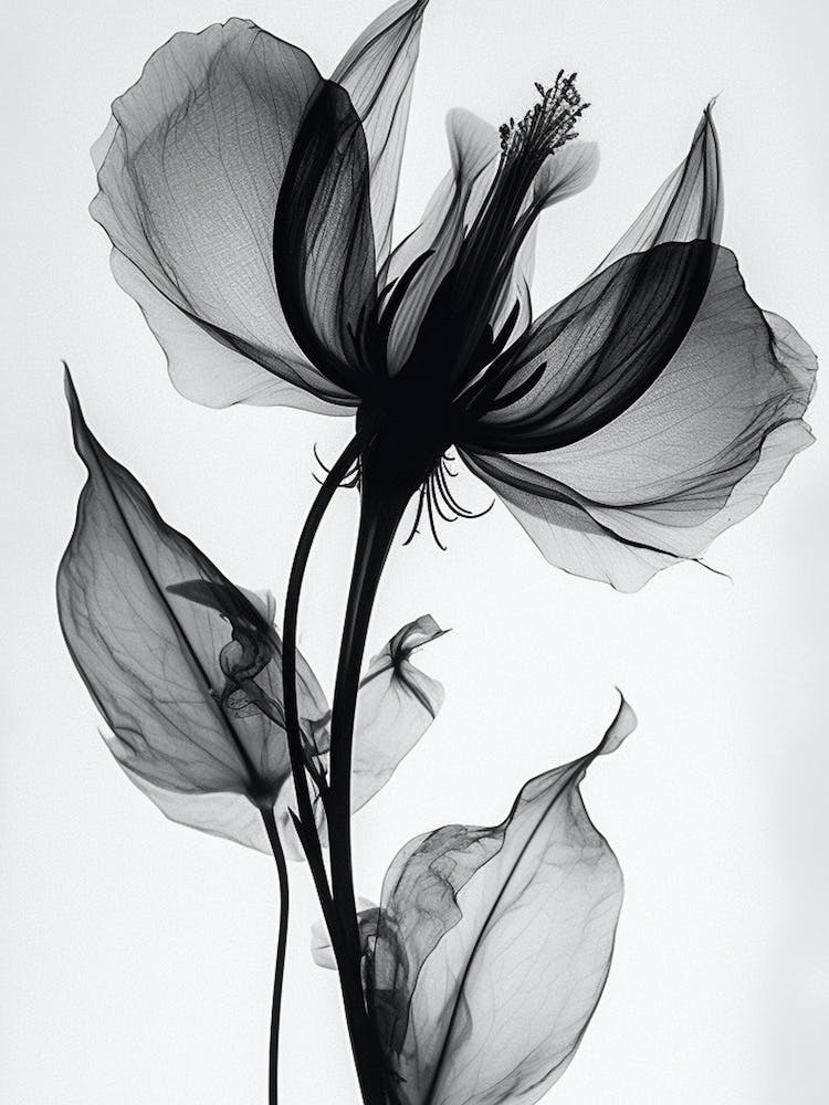 Black White Photograph Flower Wi