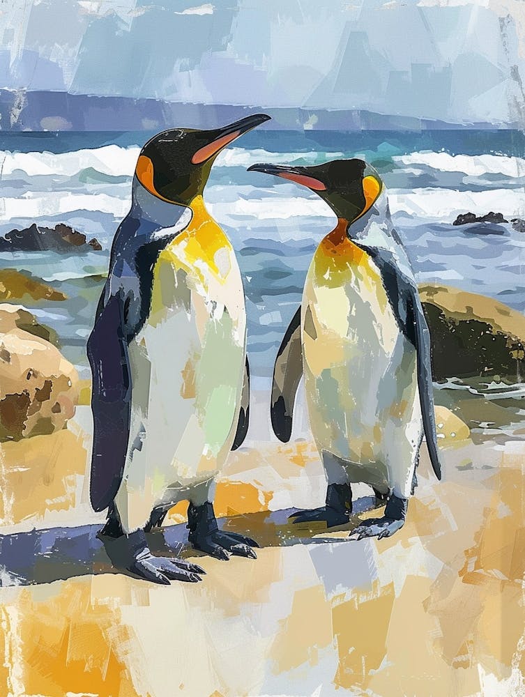 King Penguin Boulders Beach Simons Town Colour Block Painting 4