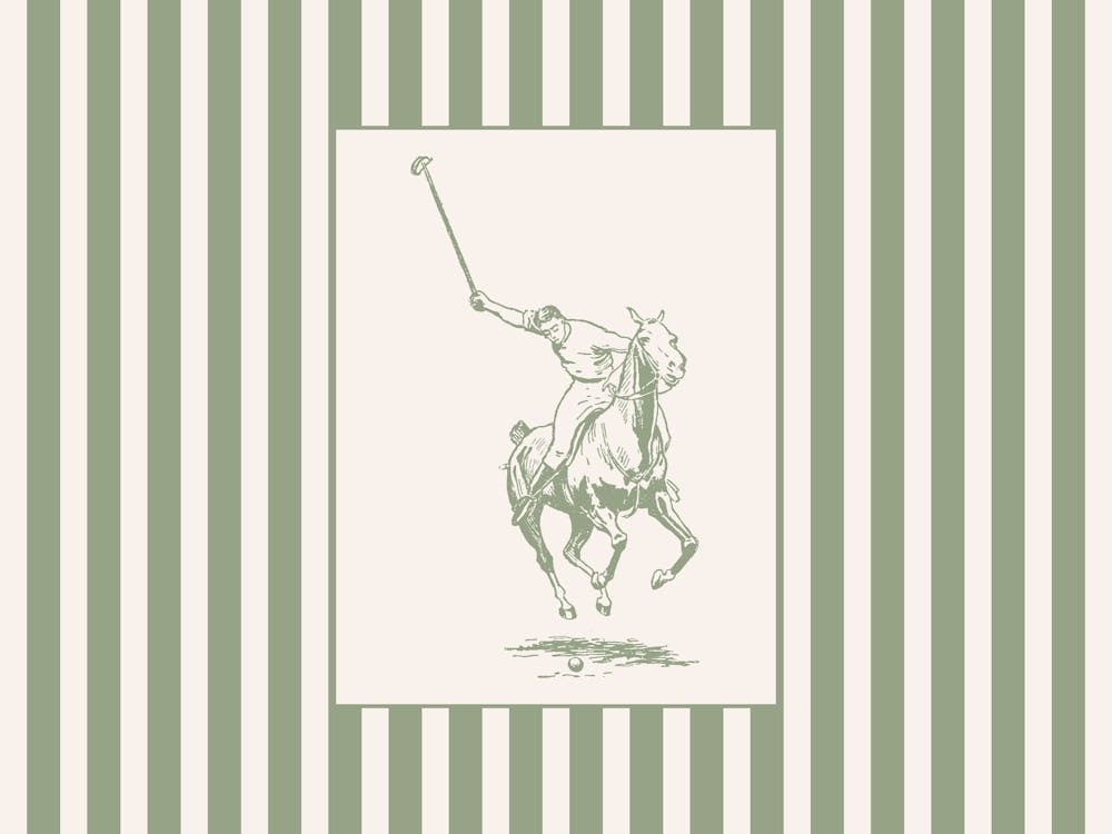 Vintage Polo Player Striped Poster