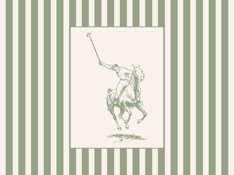 Vintage Polo Player Striped Poster