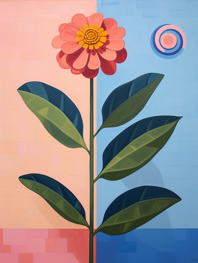 Zinnia 2 Hilma Af Klint Inspired Pastel Flower Painting