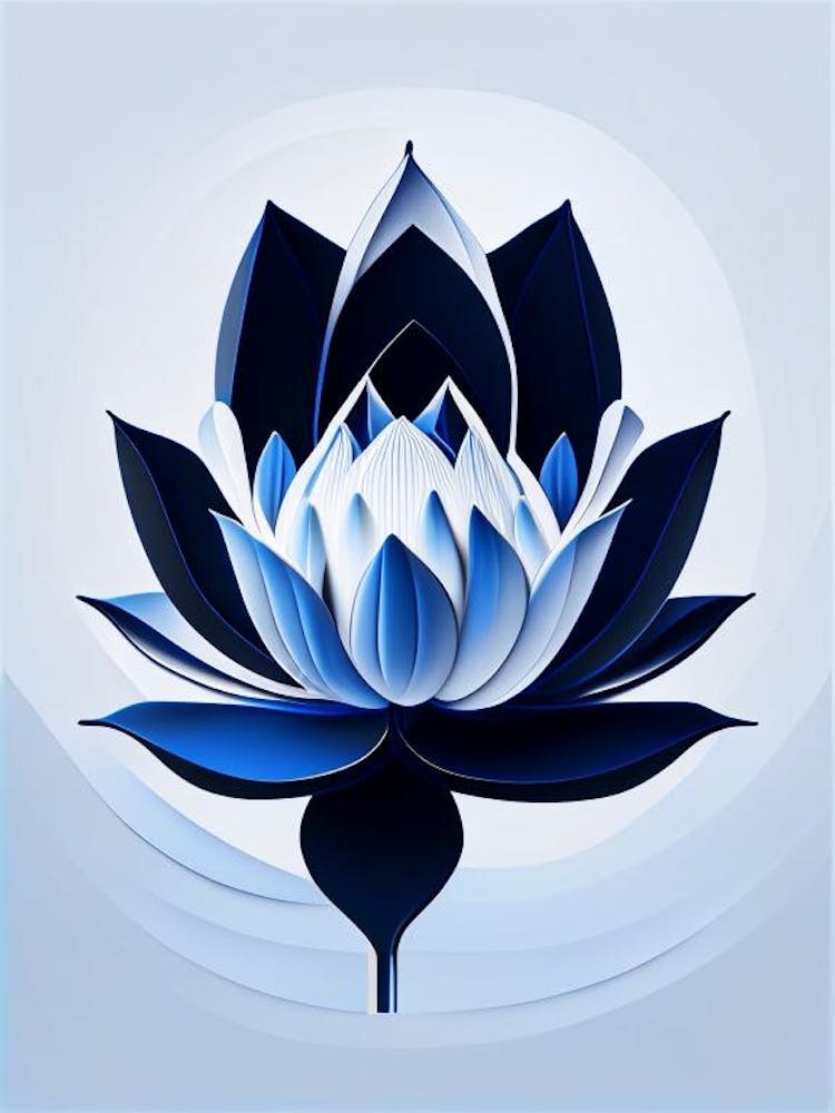 Blue Lotus Black And White Geometric 3