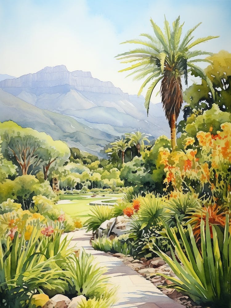 Jardin Botanique Kirstenbosch Afrique du Sud Aquarelle 2
