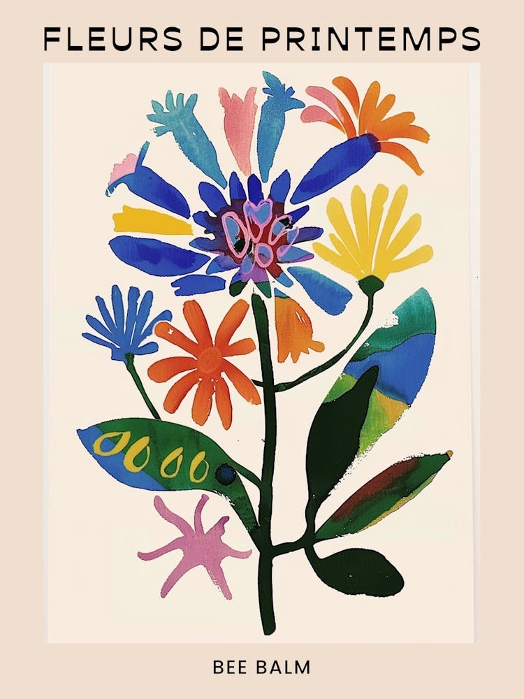 Spring Floral French Poster  Bee Balm 4