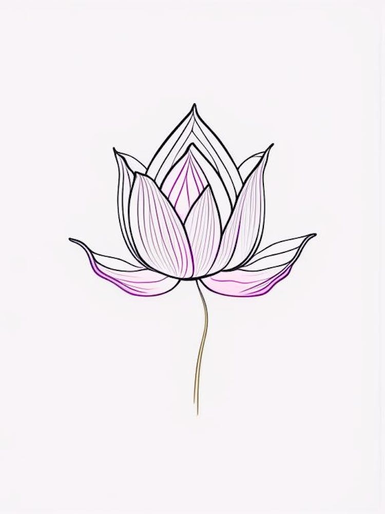 Lotusblume, Buddhistisches Symbol Minimale Linienzeichnung 4