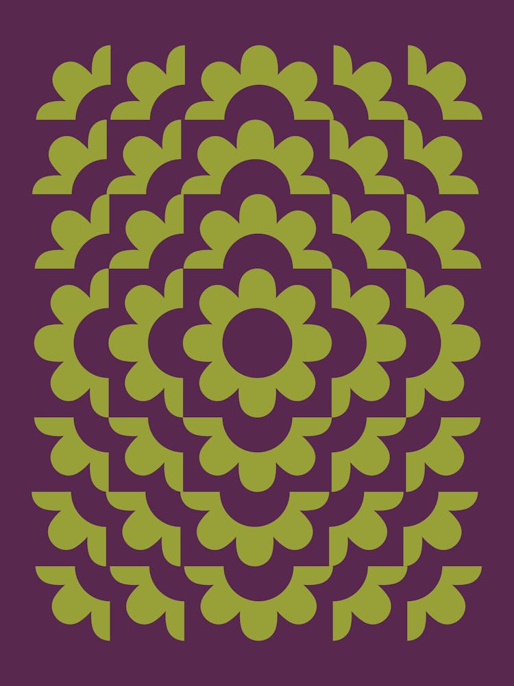 Abstract Flowers Pattern 15 In Purple Greenery Vibes 01