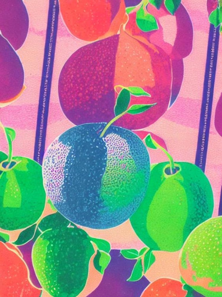 Pomelo Risograph Retro Poster Fruit