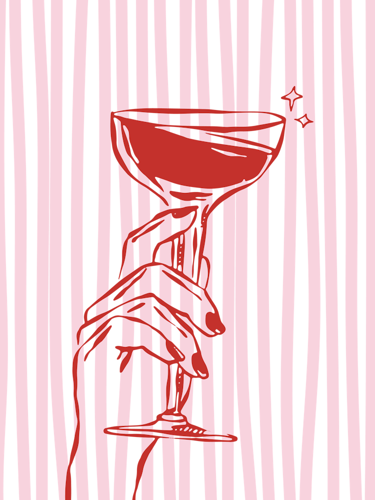 Women Holding a Cocktail against soft pink background