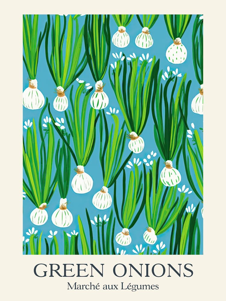 Marche Aux Legumes Green Onions Summer Illustration 5