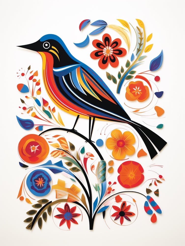 Scandinavian Bird Illustration Sparrow 4