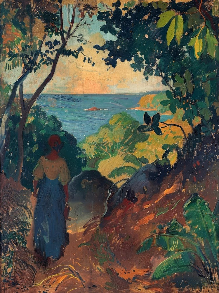 Woman Walking Along A Path