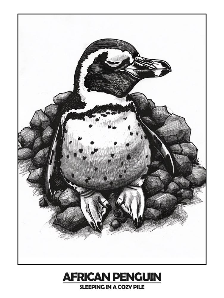 Penguin Sleeping In A Cozy Pile Poster 1