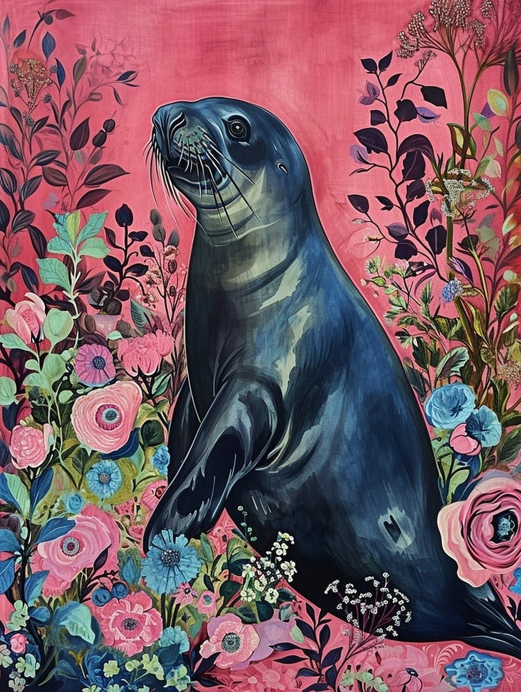 Blumen-Tiergemälde Seeelefant 2