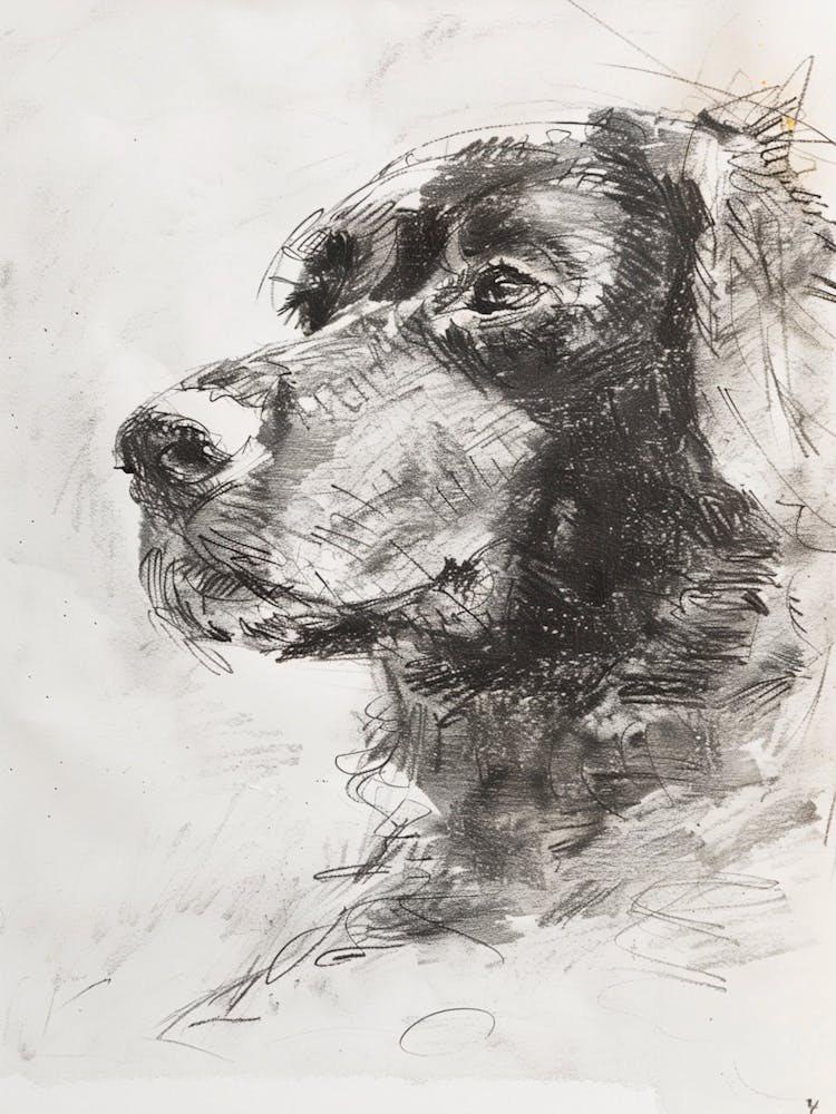 Curly Coated Retriever Dog Charcoal Line 1