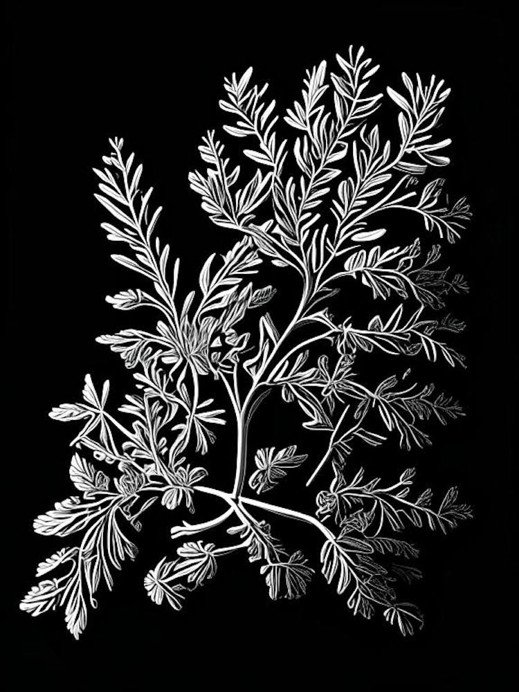Thyme Leaf Linocut 2