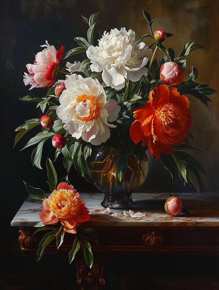 Barock Florales Stillleben Pfingstrose 4