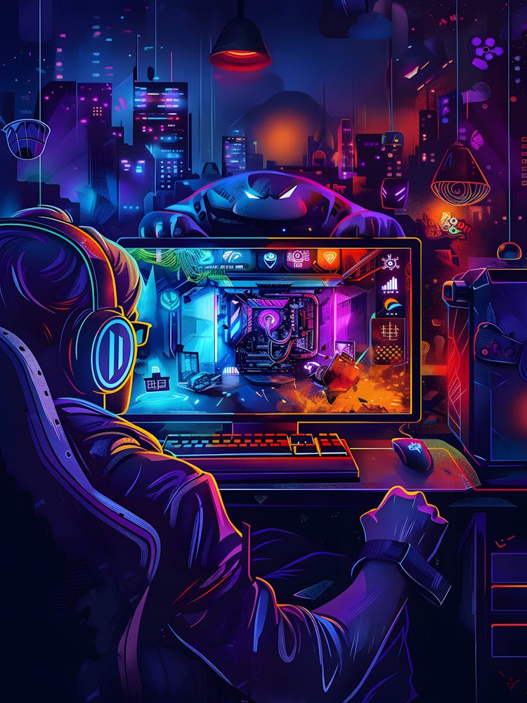 Neon Gamer Desktop Wallpaper 1